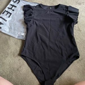 SHEIN RUFFLE SLEEVE SOLID BODYSUIT